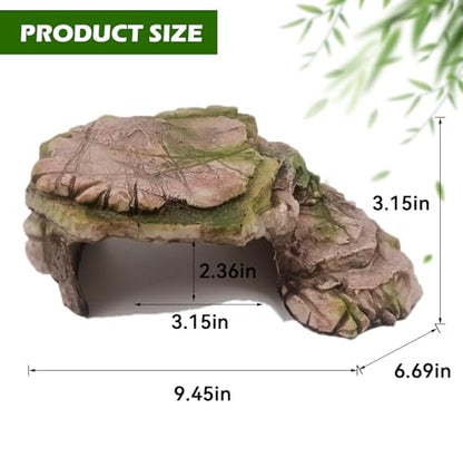 kathson Turtle Basking Platform Resin Bearded Dragon Hides and Caves with Ramp Reptile Resting Terrace Turtle Tank Decorations for Frogs,Tortoise,Lizard,Leopard,Crested Gecko - style: hideout