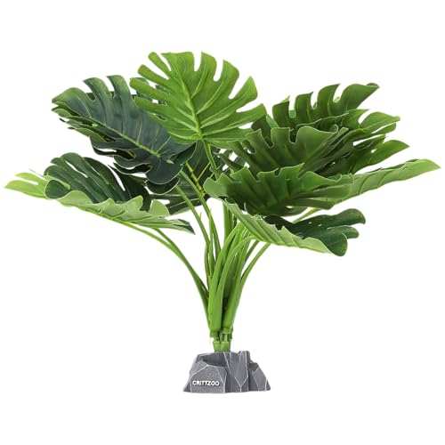Reptile Fake Plants for Terrarium Decor, Snake Tank Accessories for Leopard Gecko Ball Python Bearded Dragon Crested Gecko Tortoise Frog Lizard Spider - Fake Monstera Plant - color: Fake Monstera Plant