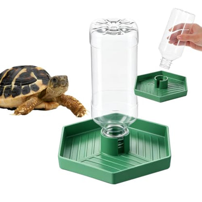 Reptile Water Dispenser, Tortoise Water Dish Bearded Dragon Water-Bowl | Tortoise Habitat Accessories Reptile Terrarium Automatic Water-Feeder-Dispenser for Reptiles Amphibians Turtle Chameleon (XL)