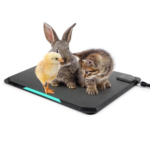 Outdoor Heated Pad for Small Animals, Anti-Bite & Waterproof Cat Heating Pad, Indoor Pet Warmer for Cat Houses/Rabbit Hutches/Chick Brooders in Extreme Weather, 16.5" x 11.8", 35 Watts