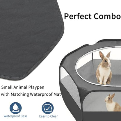 Amakunft 2 in 1 Small Animals Playpen with Pad Mat Rabbit Pop Up playpen Tent Portable Chick Brooder Box Indoor for Guinea Pig/Ferret/Chinchilla/Bearded Dragon/Kitten - color: Black with Pee Pad
