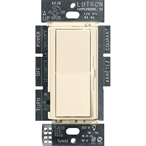 Lutron Diva LED+ Dimmer Light Switch for Dimmable LED, Halogen, and Incandescent Bulbs, 150 Watt, Single-Pole or 3-Way, DVCL-153P-AL, Almond - color: Almond, size: 1 Pack, style: Diva Dimmer