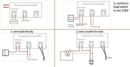 AC 110V Fahrenheit Digital Temperature Controller 10A 1 Relay with NTC 10K Sensor Probe