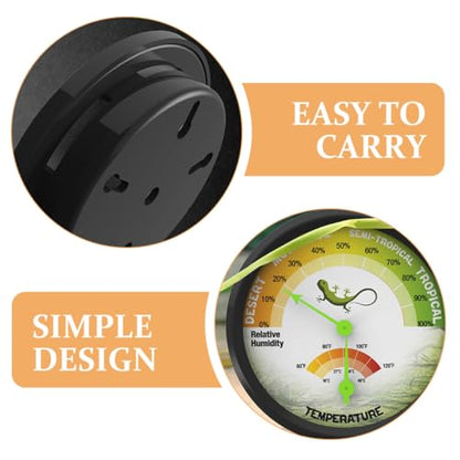 Kichvoe Reptile Box Thermometer Hygrometer High Precision Mechanical Analog Temperature and Humidity Gauge Mini Non-Battery Operated for Terrarium Pet Enclosures