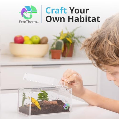 EctoTherm Acrylic Tarantula Enclosure - Versatile Terrarium for Terrestrial Tarantula, Scorpion, Isopod, Jumping Spider, Millipede, Snail, Small Reptile & Insect Habitat Kit