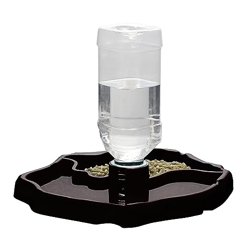 IBWell 2-in-1 Reptile Water Bowl Food Dish with Bottle Automatic Reptile Feeder for Turtle, Bearded Dragon, Lizard Gecko Water Bowl Food Dish