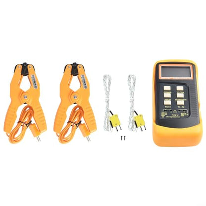 K Type Thermocouple Thermometer(-50~1300°C) Digital Dual Channel 2 Thermometer Pipe Clamp 2 Thermocouple Sensor Probes Pipe for Temperature Clamp Thermocouple High Accuracy Readings