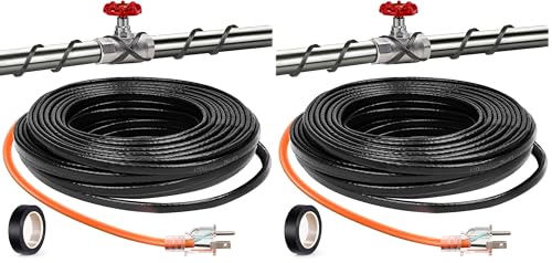 Pipe Heating Cable 6FT (3FT-200FT) for Metal & Plastic Water Pipes - Freeze Protection up to -40°F, 5W/FT 120V Heat Tape to Keep Water Flowing (Pack of 2) - size: 6FT (Pack of 2)