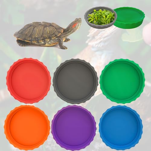 Bearded Dragon Food Dish, Reptile Water Bowl, Silicone Shallow Feeding Bowls, Terrarium Tank Accessories for Tortoise Frog Lizard Turtle Snake, Habitat Decor Supplies - 6 PCS Food - Grade Feeder - color: 6PC