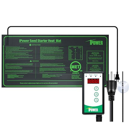 iPower 10" x 20.75" Waterproof Durable Seedling Heat Mat with Controller Warm Hydroponic Plant for Indoor Gardening Germination Starting - size: 10" x 20.75", style: 1 Pack with Controller