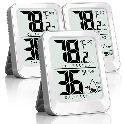 3 Pack Room Thermometer Indoor Hygrometer Digital Mini Humidity Meter Gauge with Temperature and Humidity Monitor Sensor for House, Pet, Plant, Incubator - Battery Included - color: Mini Temperature Humidity Meter 3 Pack - White