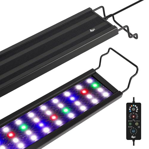 AQQA Full Spectrum Aquarium Plant Light LED Fish Tank Light IP68 Waterproof with 24/7 Natural Mode & DIY RGBW Mode, 9 Colors & 10-Level Brightness Adjustable, 6 Timer Settings for 24"-32" Tank (26W) - size: 24-32inch