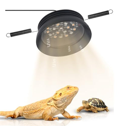 Small Full Spetrum LED UVA UVB Reptile Light with Dimmer & Cycle Timer for Bearded Dragon Lizard Gecko Snake Turtle, 8W, Bright Adjustable,UVB10.0,UVB5.0 & Daylight Modes Switchable,Aluminum Shell