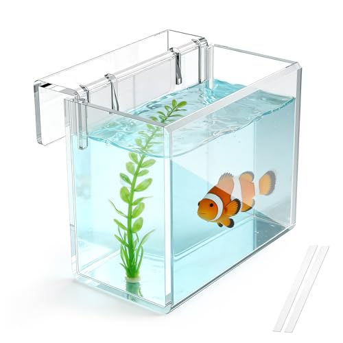 Acrylic Hatchery Incubator Tank for Fish & Corals, Hanging Acclimation Box for Saltwater & Freshwater Aquariums, Aquarium Fish Breeding Box for Small Fish Shrimp Turtle and Betta as Decoration