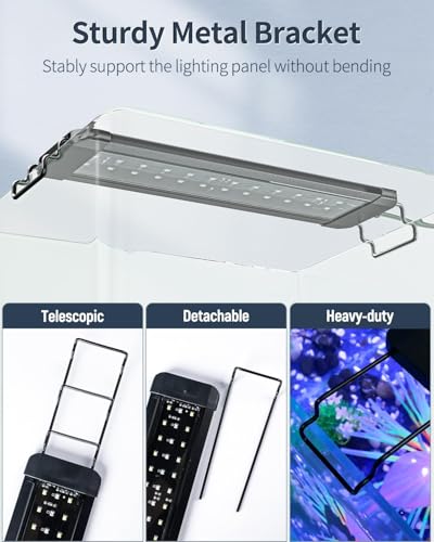 Pawfly 28W Aquarium LED Light for 36 to 42 Inch Extendable Fish Tank Light with Full Spectrum Brilliant White Blue Red Lights with Daytime & Night Modes Timer Auto On/Off Adjustable Brightness - color: Basic with Timer, size: 36"-42"