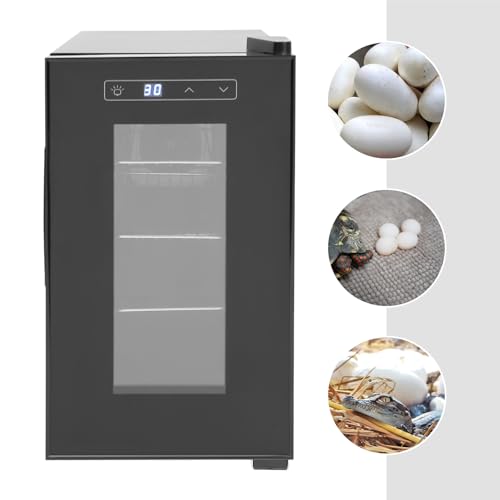 Black Reptile Egg Incubator, 6.08gal Small Digital Lab Incubator with Precise Temperature Control, Cooling and Heating 50-104°F Freely Adjust, for Lizard Snake Reptiles Hatching with Glass Door