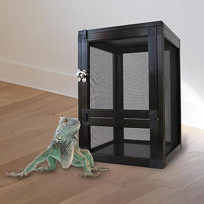 Reptiles Habitat Breeding Boxes Air Screen Cages Reptile Cage for Turtle, Black - color: Black