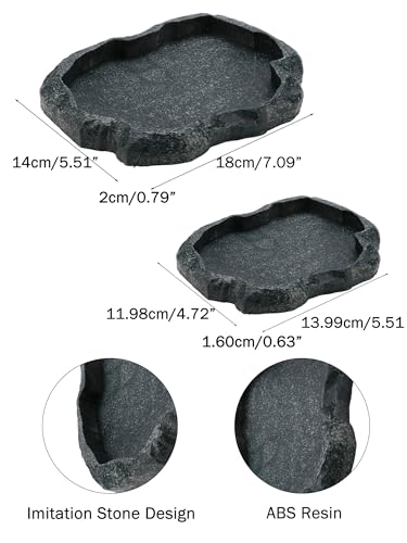 Tortoise Water Dish, 7.1 * 5.5 * 0.8in Reptile Water Dish, Reptile Food Dish Suitable for the Feeding and Watering Needs of Various Pets(0.6 in deep)