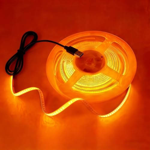 Ultra-Narrow 3mm USB COB LED Strip Self-Adhesive Cabinet Desk Bedroom Light (Yellow, 5ft) - color: Yellow, size: 5ft