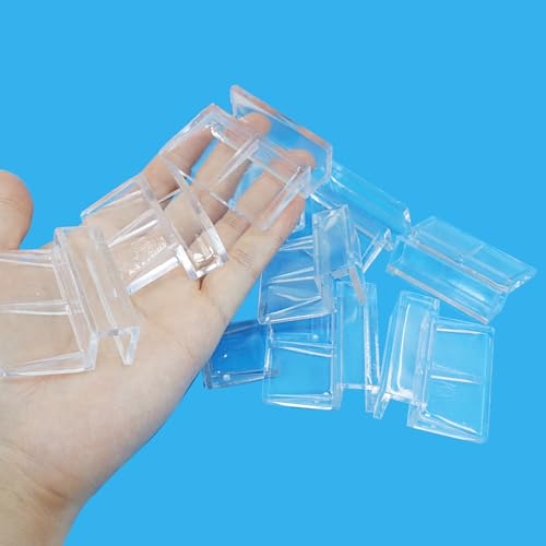 Hordion 20pcs Aquarium Lid Clip, 10mm Clear Acrylic Fish Tank Lid Holder Aquarium Glass Cover Clips for Rimless Aquarium Fish Tank - size: 10mm