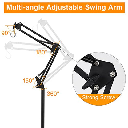 Reptile Lamp Stand Reptile Light Stand (15.7inch to 74.3inch) with 360° Adjustable Swing Arm, Heat Lamp Holder for Bearded Dragon Turtles Snake and Chicks - size: 15.7-74.3 inches (without Lampshade)