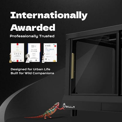 All-in-ONE Smart Reptile Tank, with air Exhaust System and Day-Night Cycle Function - Heating Thermostat, LED Ultraviolet UVB lamp, Suitable for Keeping Lizards, Geckos and Snakes - color: Black, size: City Pet 1-Plus