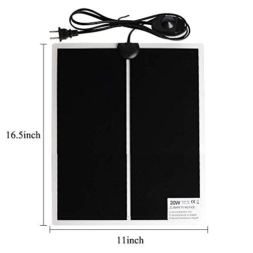 KABASI Reptile Heating Pad, 20W 16.5x11 inch Waterproof Reptile Heat Pad Under Tank Terrarium with Temperature Control, Safety Adjustable Reptile Heat Mat for Turtle, Tortoise, Snakes, Lizard, Gecko - color: 20W-16.5x11 in