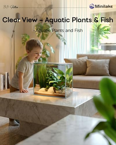 Glass Fish Tank, 3.5 Gallon Easy to Maintain Small Aquarium for Betta,Snails, Shrimp and Aquatic Planting. - color: Transparent