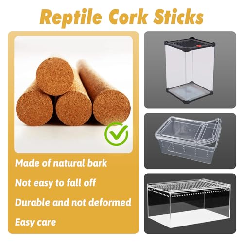 Reptile Climbing Branch with Cork Branch for Reptiles Climbing Branches 2 Pack Natural Tree Frog Cork Wood Stick Crested Geckos Habitat Decor