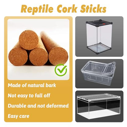 Reptile Climbing Branch with Cork Branch for Reptiles Climbing Branches 2 Pack Natural Tree Frog Cork Wood Stick Crested Geckos Habitat Decor