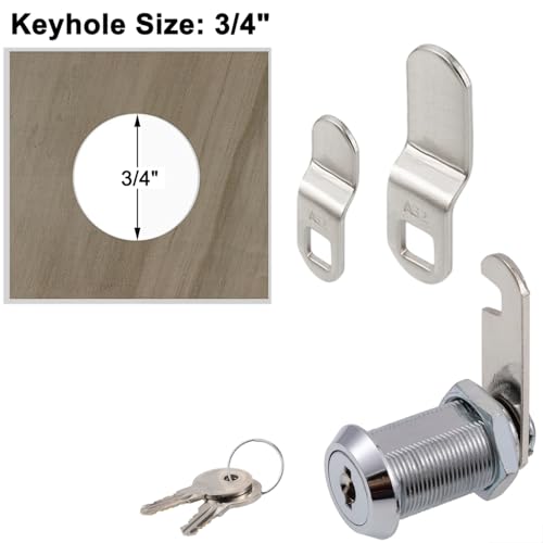 WOOCH Cabinet Cam Lock, 1-1/8 Inch Keyed Alike Cam Locks Secure File Drawer Door Mailbox Tool Box Dresser RV Cylinder Replacement Lock Hardware, Fits on 1" Max Panel Thickness (2 Pack) Chrome Finish - size: 1-1/8 Inch Offset