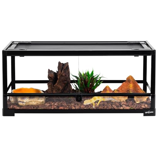 REPTI ZOO Glass Reptile Terrarium 20 Gallon, Front Opening Reptiles Tank 30" x 12"x 12" for Reptile Pets Gecko Lizard Snake, Top Screen Ventilation Escape Proof Lid