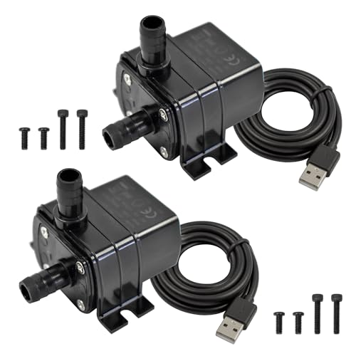 CONQUERALL 2PCS DC 5V USB Solar Fountain Pump 1W 34GPH 3.2ft Submersible Pump for Outdoor Camping Water Supply - color: Usb 5v 1w 130l/H 1m Head, size: 2PCS