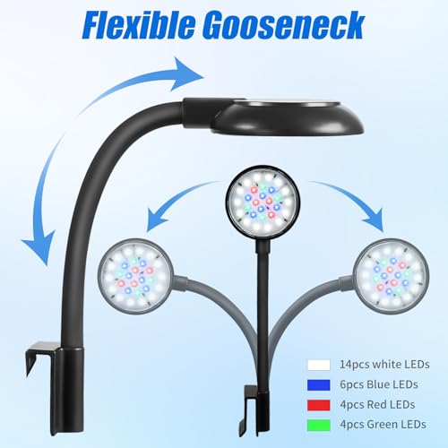 AQUANEAT Clip on Aquarium Light for up to 3 Gal Fish Tank, Auto On Off with Timer, Dimmable Small Fish Tank Light USB for Nano Tank (Small with Timer & Dimmer) - size: Small with Timer & Dimmer