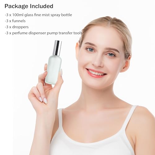 YU FENG Perfume Bottles Empty Glass Refillable Atomizer 3 Pack 100ml/3.4oz - color: Style 4