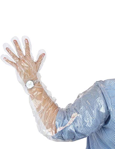 50Pcs Veterinary Insemination Rectal Long Gloves Disposable Plastic Full Arm 35.5inch for Field Dressing