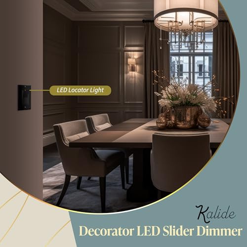 TOPGREENER Kalide Dimmer Light Switch, LED Dimmer Switch, Full Range Dimming, Single Pole/3-Way, 120VAC, 60Hz, 300W LED/CFL, Neutral Wire Not Required, Wall Plate Included, Black - color: black