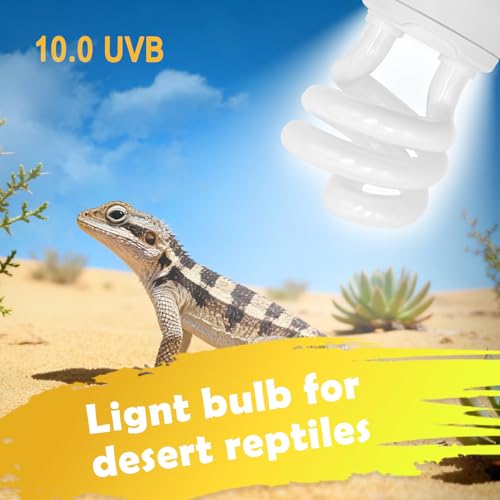 UVB Reptile Light, 10.0 15W UVA UVB Light for Reptiles, Spiral Compact Fluorescent UVB Bulb for Bearded Dragons Tortoise Lizards and Snakes - size: 5.5 in 10.0