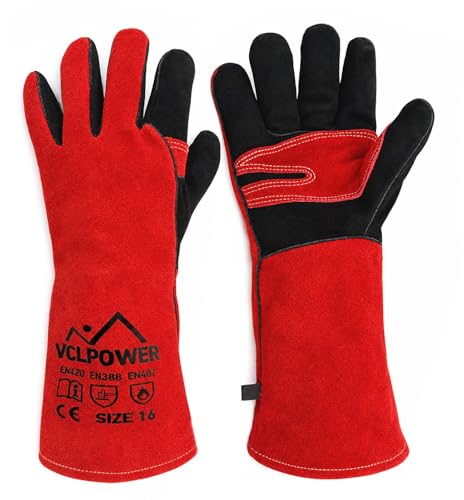 vclpower 16in Animal Handling Gloves Size M Fit for Women & Small Hands Bite Proof Double Leather Reinforced Padding Dog,Cat Scratch,Bird Handling Falconry Gloves Grabbing Reptile Squirrel Snake Bite