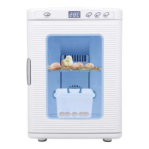 25L Reptile Incubator, 12V 110V Dual Power, Digital Cooling and Heating Incubator with LED Display 5 to 60°C, Portable Scientific Lab Incubator with Handle for Reptile Eggs