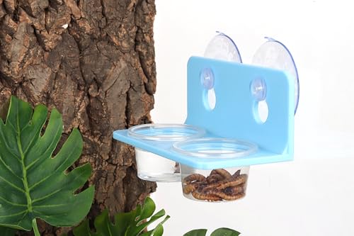 Crested Gecko Feeding Ledge with 10PCS Gecko Food Water Dish - Blue - color: Blue