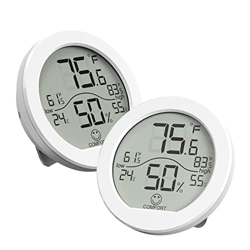 SECRUI Hygrometer Thermometer for Room Temperature Humidity Meter Indoor Thermometer Accuracy Calibration LCD Temperature Sensor with Maximum and Minimum Records, TH1, White, 2 Pack - color: White, size: TH1 x2
