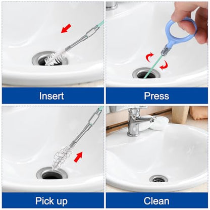 HARFINGTON 3pcs Flexible Drain Clog Remover Tool 0.08" Dia. 79" Sink Sewer Hair Drain Cleaner Tool Sink Unclogger for Kitchen Toilet Bathtub Sewer - size: 79"