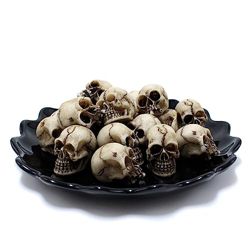 Eforcase 20PCS Miniature Skulls Heads Halloween Figurines Skeleton Skull Statues Ornament Halloween Prank Props Halloween Trick Toy Favors Crafts, Decoration for Desktop, Halloween and Easter