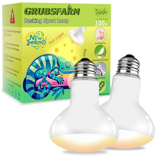 UVA Reptile Heat Lamp Bulb 100W - Basking Light for Bearded Dragons, Lizards, Tortoises, Chicks & Amphibians, Simulated Sunlight for Terrariums, Enhances Bone Strength & Overall Health - color: Yellow Sunlight, size: 100W-3.15″