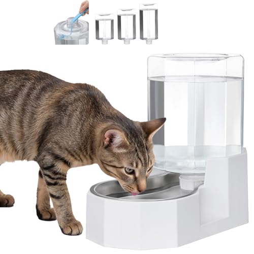 Sfozstra 4L Dog Water Dispenser Stainless Steel - Gravity Refill | Stainless Steel, for Dogs & Cats, Bedroom Kitchen Corner Crate Area, No Electricity Required, Easy to clean - color: White, size: 4L Without Filter