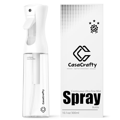 Continuous Spray Bottle for Hair – Fine Mist Water Sprayer 10oz (300ml), Refillable for Hair Styling, Continuous Mist for Plants, Cleaning, Skincare & Petcare, BPA-Free, Leak-Proof, 360° Mist