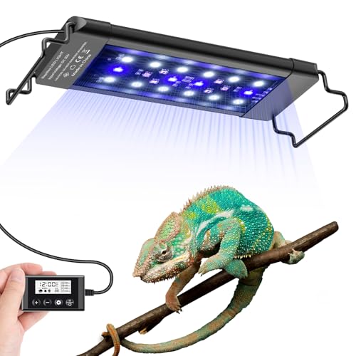 8-Inch LED UVA UVB Light for Reptiles with Controller, Full Spectrum UVA & UVB Reptile Light with Auto 24-Hour Cycle Timer & 10 Dimmable for Bearded Dragons, Turtles, Frogs, Snakes, Plants - size: 8 INCh