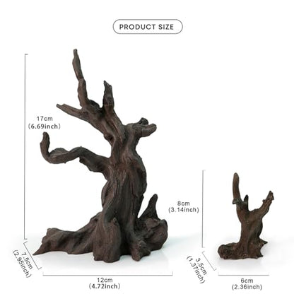 FZONE Resin Aquarium Driftwood, Aquarium Tree Decoration for Nano Aquascaping and Hardscape - size: 03Driftwood:6.7×4.7×3.0"/3.1×2.4×1.4"