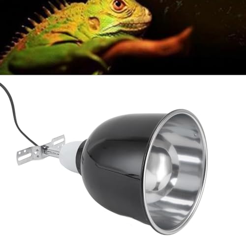 Fockety Repta Clamp Lamp, Deep Dome Reptile Heat Lamp Fixture, 360 Degree Rotating Stainless Steel UVA UVB Lampshade Heating Light Cover for Lizards Turtles Snakes Bulb Not Included (US